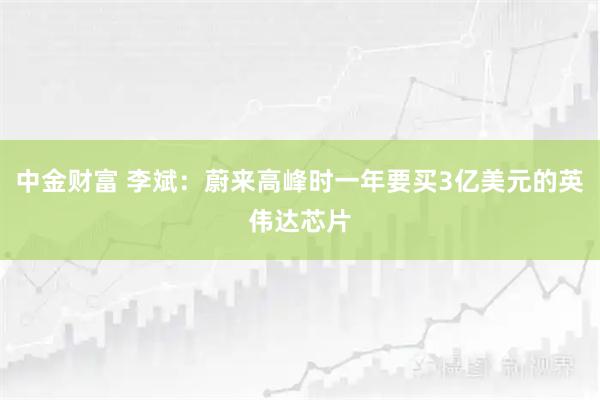 中金财富 李斌:蔚来高峰时一年要买3亿美元的英伟达芯片