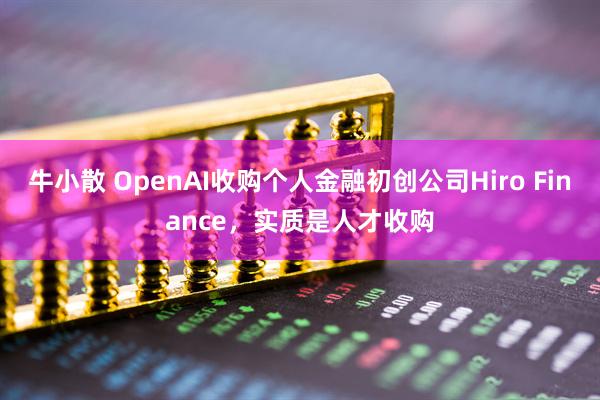 牛小散 OpenAI收购个人金融初创公司Hiro Finance，实质是人才收购
