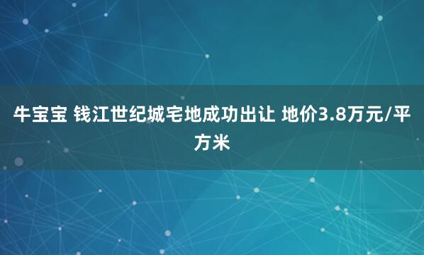 牛宝宝 钱江世纪城宅地成功出让 地价3.8万元/平方米