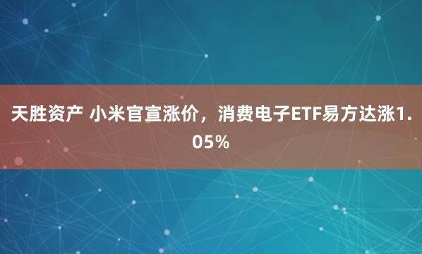 天胜资产 小米官宣涨价，消费电子ETF易方达涨1.05%