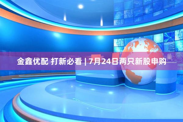 金鑫优配 打新必看 | 7月24日两只新股申购